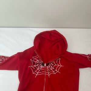SHEIN Red Spider Zip-Up Hoodie – Streetwear Style, Graphic Design size medium